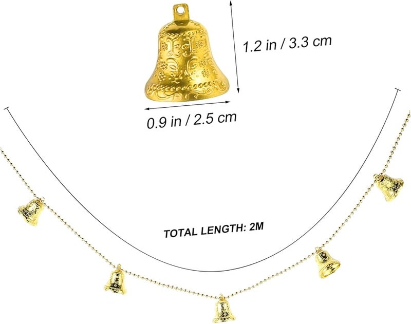 Golden Christmas Hanging Bells Ornaments 3pcs Set For Tree Holiday Decor Party Supplies - Image 2